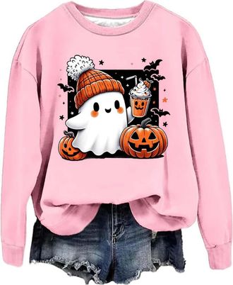 Generic sweatshirts for women uk, Halloween Costumes Festival Pumpkin Pullover Tops Fashion Graphic Hoodies Long Sleeve Jumpers Crewneck Sweatshirt Ladies Lig