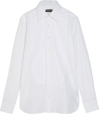 Tom Ford Piqu&eacute; Cotton-poplin Shirt - White - 40 (C15.75 / M)