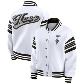 WEAR by Erin Andrews Womens WEAR by Erin Andrews White/Black WNBA Full-Snap Fleece Sweatshirt Jacket at Nordstrom, Size 4X