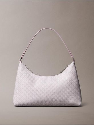Calvin Klein Womens Emblem Logo Small Shoulder Bag - Purple