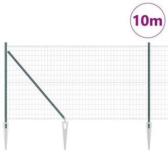 Berkfield Home Green Euro Fence with 7 Spike Posts 1x10 m Galvanised Steel Green