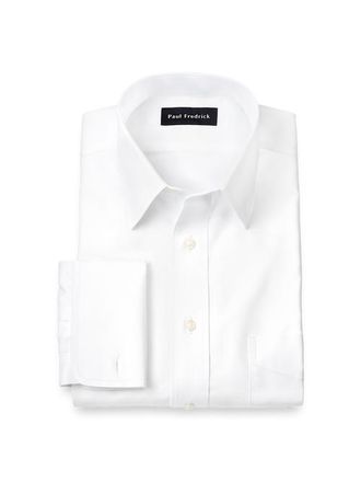 Paul Fredrick Tailored Fit Non-iron Cotton Pinpoint Point Collar French Cuff Dress Shirt in White at Nordstrom, Size 15.5 - 32