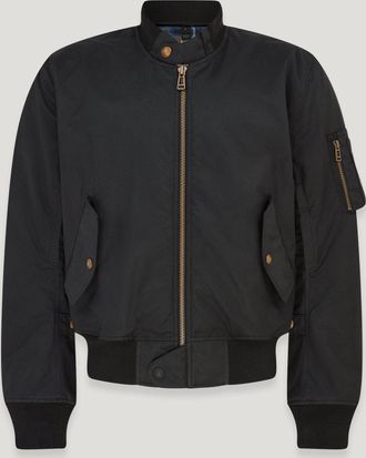 Belstaff Brecon Motorcycle Bomber Jacket Mens Waxed Cotton Black Size 4XL