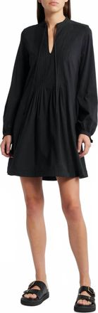 Nation Ltd Ariana Pintuck Long Sleeve Organic Cotton Dress In Black
