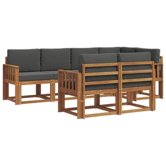 vidaXL Conjunto De Sof&aacute;s De Exterior 7 Pcs Natural Y Antracita Vidaxl