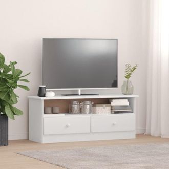 vidaXL vidaXL Mobile TV con Cassetti ALTA Bianco 100x35x41cm Massello di Pino