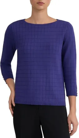 Kasper Box Texture Boat Neck Sweater in Regal Plum at Nordstrom, Size X-Small