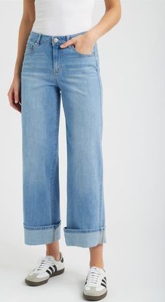 1822 Denim Roll Cuff Mid Rise Wide Leg Jeans in Kitty Hawk at Nordstrom, Size 31