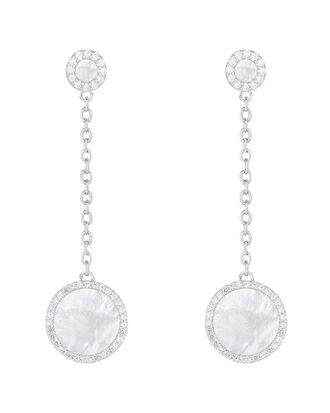 Splendid Pearls Silver 7X7mm Pearl Cz Earrings