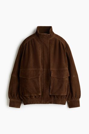 H&M Oversized Jacke aus Veloursleder - Beige