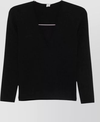 Toteme ribbed v-neck long-sleeve knitted top