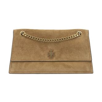 Tory Burch Kira Chevron Flap Schoudertas - Dames - Tassen - Beige - Maat: ONE Size Katoen