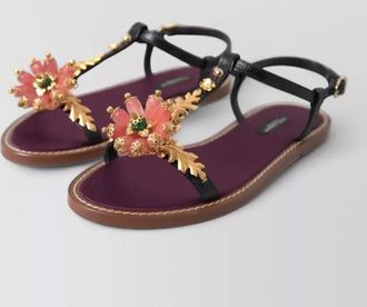 Dolce & Gabbana leather crystal embellished sandals