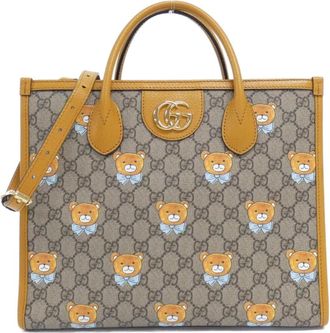Gucci Beige Mustard Gg Supreme Tote Bag (Pre-Owned)