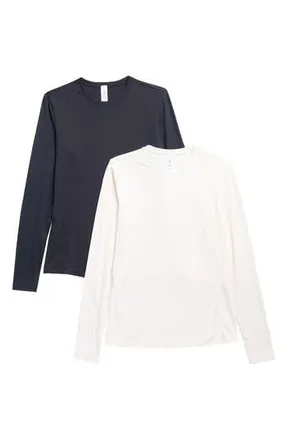 Yogalicious Zenly Zena Assorted 2-Pack T-Shirts in White Dove/Black at Nordstrom Rack, Size X-Small