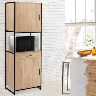 IDMarket Aparador De Cocina 60 Cm Detroit Armario De Dise&ntilde;o Industrial De 2 Puertas + Caj&oacute;n