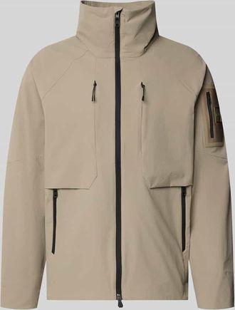 HUGO BOSS Regular Fit Trainingsjacke mit Label Patch Modell OW_GLOBE in Beige, Gr&ouml;&szlig;e XXXL