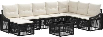 vidaXL Conjunto De Sof&aacute;s De Jard&iacute;n 9 Uds. Negro Rat&aacute;n Sint&eacute;tico Vidaxl