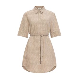 Fendi Shirt Dresses, female, Beige, Size: S Elegant Beige Dress for Women