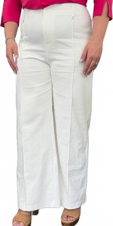 Entro Solid High-Rise Wide Leg Pants In White