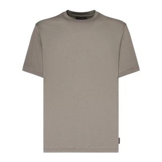 Zanone T-Shirts, male, Gray, Size: 2XL Crew-neck T-shirt