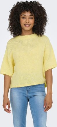 Jacqueline de Yong Strickpullover JDY JDYLINEA S/S PULLOVER O-NECK KNT NOOS, Damen, Gr. XS, pastel gelb, Strick, Obermaterial: 80% Polyacryl, 20% Polyester, unifarben, n