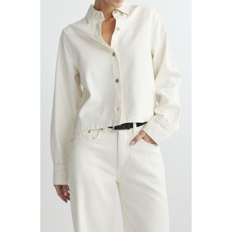 DL1961 Montauk Aura Button-Up Denim Top in Eggshell Aura at Nordstrom, Size X-Small