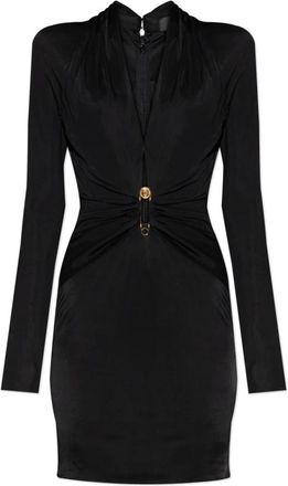 Versace Jurk met Appliqu&eacute; - Dames - Korte kleedjes - Zwart - S - Leer - Kleedjes