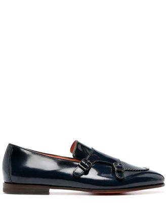 Santoni Mocassini Double-Buckle con bordo a contrasto - Blu