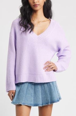 BP. V-Neck Thermal Sweater in Purple Feminine at Nordstrom Rack, Size Medium