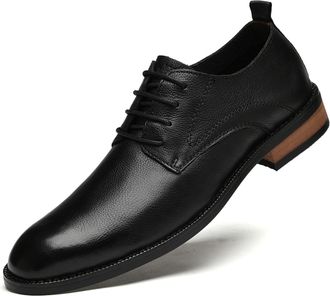 Generic Mens Oxfords Formal Derby Lace Up Dress Shoes Classic Business Casual Leather Shoes for Men (Black,7.5)