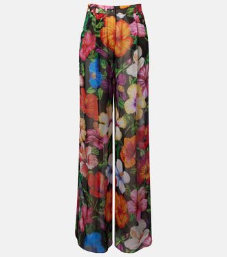 Dolce & Gabbana Floral silk chiffon wide-leg pants