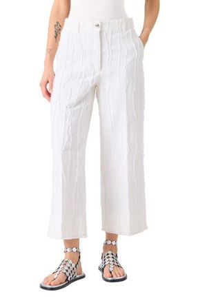 Akris Chiara Cotton Fil Coup&eacute; Crop Wide Leg Jeans in Cream at Nordstrom, Size 10