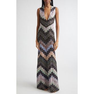 Missoni Metallic Zigzag Raschel Knit Dress in Multicolor W Blk Bs at Nordstrom, Size 10 Us