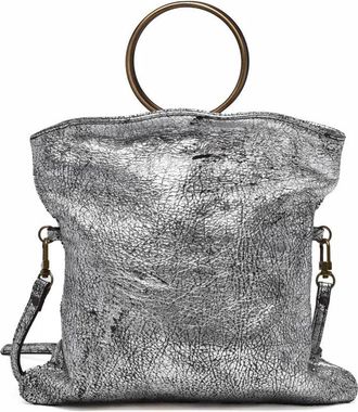 Collection Priv&eacute;e Silver Leather Circular Shoulder Bag