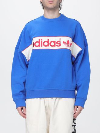 adidas Felpa girocollo in misto cotone con logo a contrasto e spalle cadute