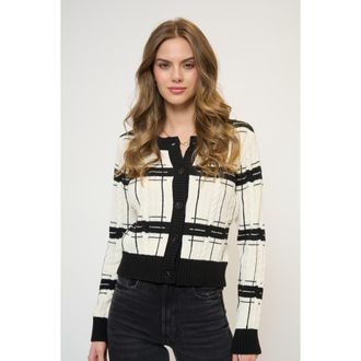 Central Park West Eden Specialty Stitch Cardigan in Ivory Multi at Nordstrom, Size Medium