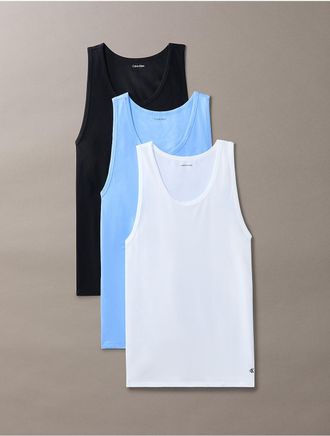 Calvin Klein Mens Cotton Stretch Blend 3-Pack Tank Top - Multi - XL