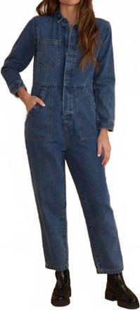 Rylee + Cru Long Sleeve Coverall Jumpsuit In Indigo Denim