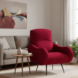 Dmora Poltrona Lasnigo, Sill&oacute;n Con Brazos, Soporta 90 Kg Made In Italy, Estructura De Madera, 70x100x98h Cm Rojo
