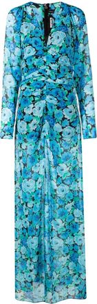 Rotate floral-print maxi dress - women - Recycled Polyester/Recycled Polyester - 36 - Blue