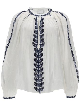 Isabel Marant Lena Embroidered Cotton Voluminous Blouse