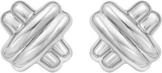 Tresorra Sterling Silver Puffy Double X Earrings