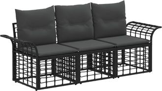 vidaXL Conjunto De Sof&aacute;s De Exterior 3 Uds. Negro Y Gris Oscuro Vidaxl