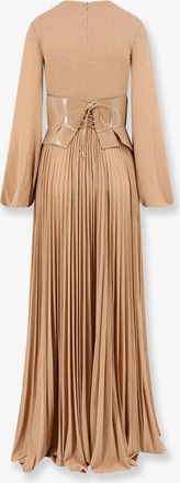 Elisabetta Franchi Womens Red Carpet Corset Dress Beige Viscose