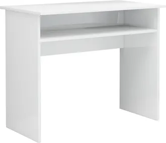 vidaXL Escritorio De Madera Contrachapada Blanco Brillo 90x50x74 Cm Vidaxl