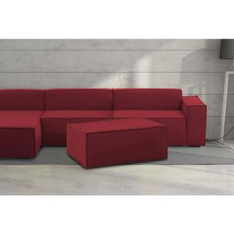Talamo Italia Talamo Italia - Puff Antonella, Otomana de la sala de estar, 100% Made in Italy, Sillón relax en tela tapizada, Cm 100x70h43, Rojo, con embalaje