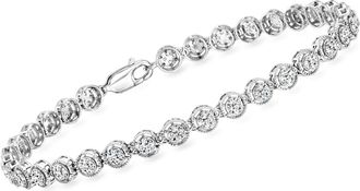 Ross-Simons Diamond Round Cluster Bracelet in Sterling Silver