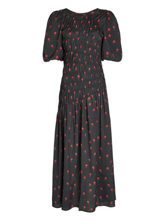 Never Fully Dressed Nara rose-print midi dress - Black