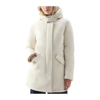 Woolrich Jassen, Dames, Beige, M, Polyester, Anorakki Parka - Extreme bescherming en warmte